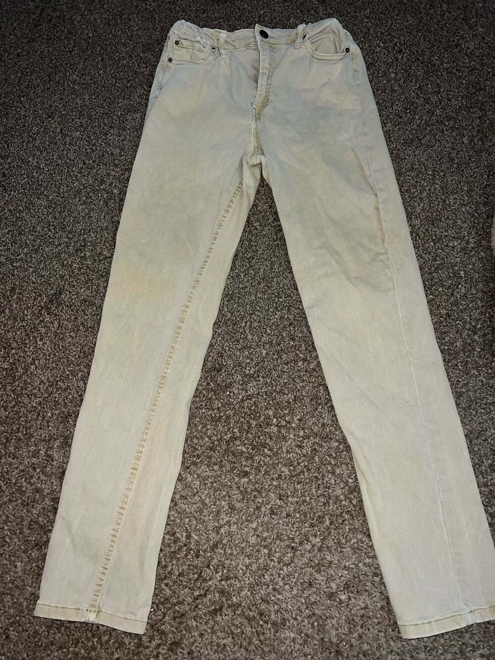First Wave Women's Beige Denim Straight Leg Jeans